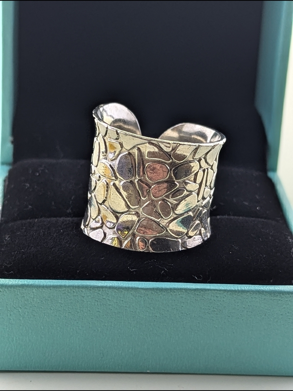 ✨ Sterling Silver Textured Statement Cigar Cuff Ring ✨ - Picture 2 of 5